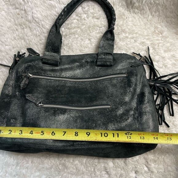 Carla Mancini black metallic silver Medium Satchel bag silver tone hardwares - Picture 13 of 15